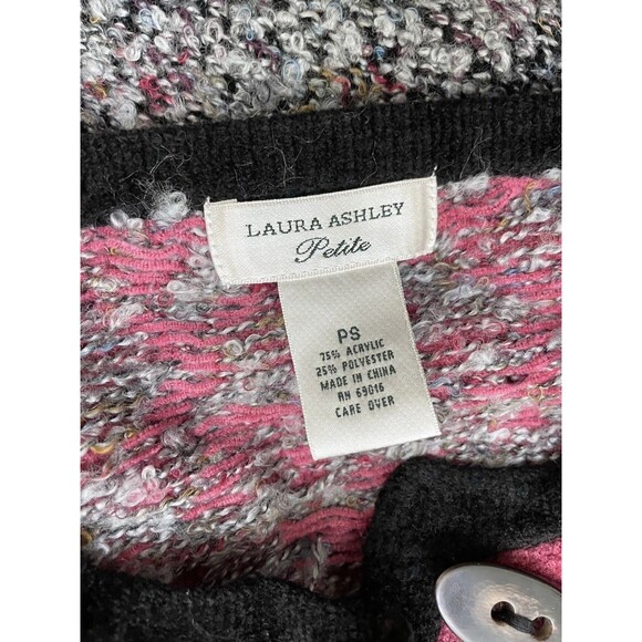 Laura Ashley Vintage Petite PS Patchwork Knit Cardigan Jacket Art Button Boho - Picture 8 of 9